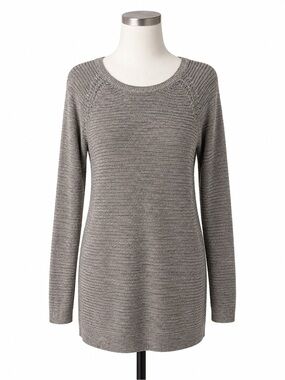 LOFT Women’s Large Gray Mauve 100% Cotton Long Tunic Sweater Pullover